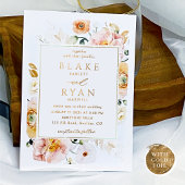 Real Foil Elegante Peach, Blush Botanische Hochzei Folieneinladung