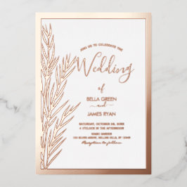 Real Foil Elegantes Pampas Grass Foto Hochzeit Folieneinladung