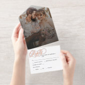 *REAL FOIL* Elegantes Script Foto Hochzeit All-in-One-Einladung (Abreißstreifen)