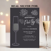 Real Foil Fireworks & Champagne Birthday Party Folieneinladung