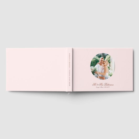 Real Foil Foto Einfache Personalisierte Rosa Hochz Gästebuch (Voll)