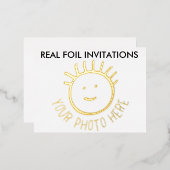 REAL FOIL FOTO Kinder Party Einladungen GOLD (Vorderseite/Rückseite)