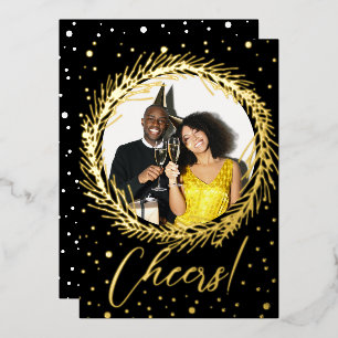 Real Foil Frohes New Year Holiday Card Folien Feiertagskarte
