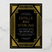 Real Foil Geometric Shape Wedding Fotos Foil Invi Folieneinladung (Vorderseite)