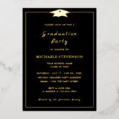 Real Foil Gold auf Black Abschluss Eintrittskarte Folieneinladung (Vorderseite)