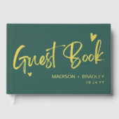 Real Foil Gold Calligraphy Script Moderne Hochzeit Gästebuch (Vorderseite)