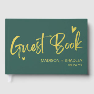 Real Foil Gold Calligraphy Script Moderne Hochzeit Gästebuch