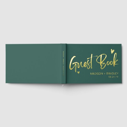 Real Foil Gold Calligraphy Script Moderne Hochzeit Gästebuch (Voll)