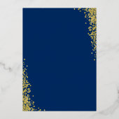 Real Foil Gold Glitzer Navy Blue Boy Taufe Folieneinladung (Rückseite)