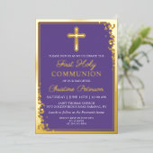 Real Foil Gold Lavender Lila erste Kommune Folieneinladung (Stehend vorne)