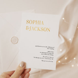 Real Foil Gold Moderne Minimale kalligraphische Ho Folieneinladung