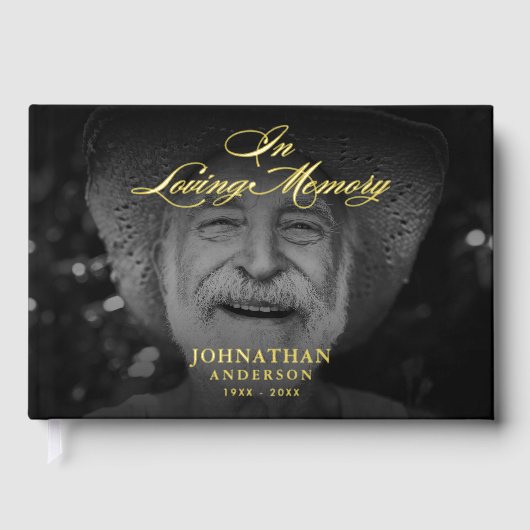 *REAL FOIL* in Love Memory Elegantes 2-Foto Gästebuch (Vorderseite)