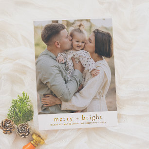 Real Foil Merry & Bright Christmas Holiday Foto Folien Feiertagskarte