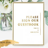 Real Foil Minimal Wedding Gästebuch signieren