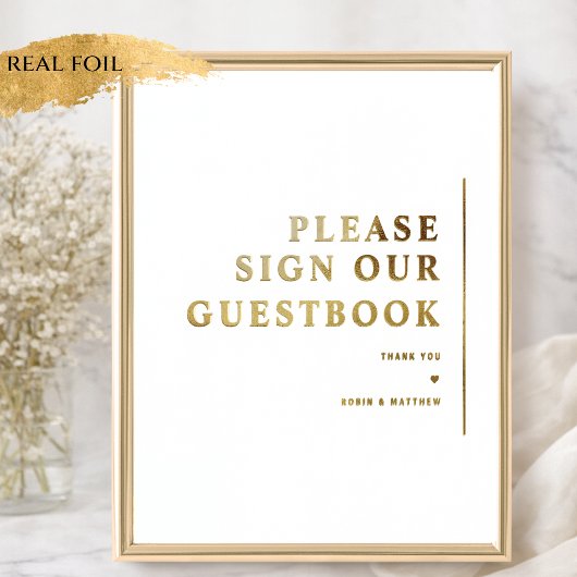 Real Foil Minimal Wedding Gästebuch signieren