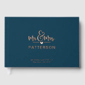 Real Foil Mr & Mrs Personalisiert Name Blue Weddin Gästebuch (Vorderseite)