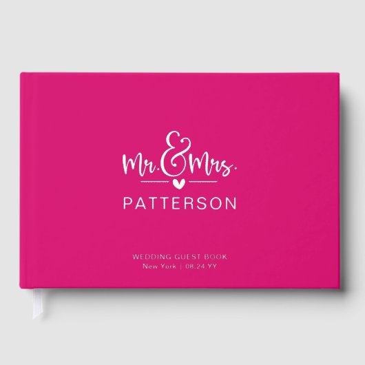 Real Foil Mr. & Mrs. Personalisiert Name Pink Wedd Gästebuch (Vorderseite)