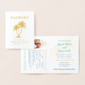 Real Foil Palm Tree Passport Hochzeit Folienkarte (Anzeige)