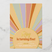 Real Foil Retro Sun Groovy Girl Folieneinladung (Vorderseite)
