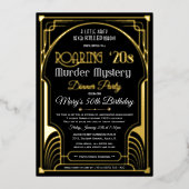 "Real Foil Roaring 20s Murder Mystery Invitation" Folieneinladung (Vorderseite)