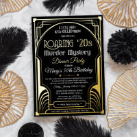 "Real Foil Roaring 20s Murder Mystery Invitation"