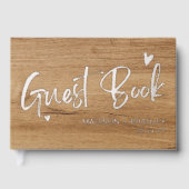 Real Foil Silver Calligraphy Script Holzverheiratu Gästebuch (Vorderseite)