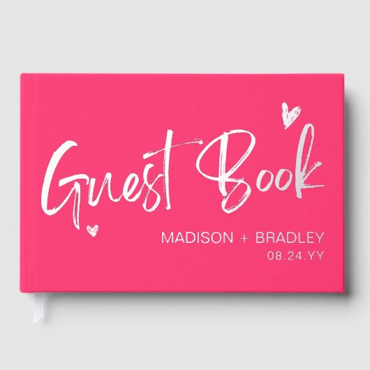 Real Foil Silver Calligraphy Script Moderne Hochze Gästebuch (Vorderseite)