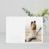 Real Foil Silver Save the Date Foto Verlobung Folieneinladung (Stehend vorne)