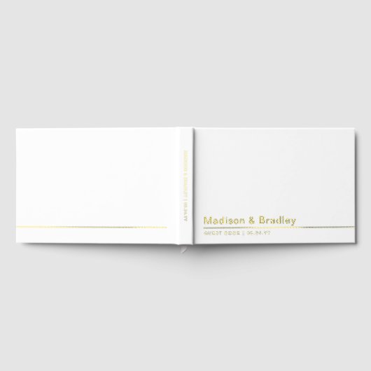 Real Foil Simple Modern Gold Script Hochzeit Gästebuch (Voll)