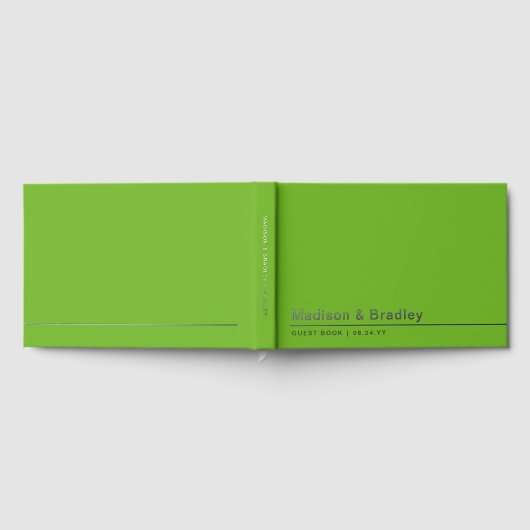 Real Foil Simple Modern Silver Script Wedding Gästebuch (Voll)