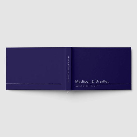 Real Foil Simple Modern Silver Script Wedding Gästebuch (Voll)