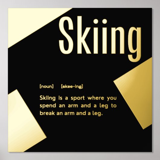 Real Foil SKIING Definition FUNNY Ski Word Art Foliendrucke (Vorderseite)