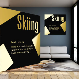 Real Foil SKIING Definition FUNNY Ski Word Art Foliendrucke