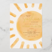 Real Foil Sunshine Boho Gender Neutral Baby Dusche Folieneinladung (Vorderseite)