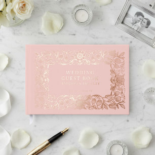 Real Foil Vintag floral PinkWedding Gästebuch