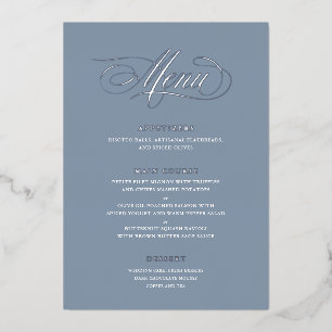 Real Foil Wedding Menu Klassische Skriptkalligrafi Folien Feiertagskarte