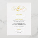 Real Foil Wedding Menu Klassische Skriptkalligrafi Folien Feiertagskarte<br><div class="desc">MYRA FOIL ・ Diese klassische Script-Karte für Hochzeitsessen ist für romantische und/oder formelle Hochzeiten gedacht. Die traditionellen Hochzeitsfarben Schwarz-Weiß, die echten Goldfolienheader, die fabelhafte Schriftzeichen-Kalligraphie und der formale Stil für den Kopierungstext zusammen machen diese zeitlose Sammlung zu einem perfekten Design für eine klassische Hochzeitsarbeit. Auch eine gute Wahl für märchenhafte...</div>