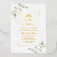 REAL FOIL White Floral Mis Quince Quinceañera