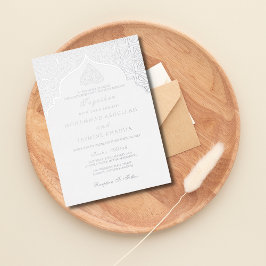 Real Folie Silver Masjid Wording muslimische Hochz Folieneinladung