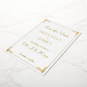 Real Fox Art Deco Save the Date weiße Karten (Gedreht)