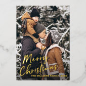 Real Fox Gold Script Weihnachts Foto Weihnachtskar Folieneinladung (Vorderseite)