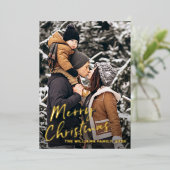 Real Fox Gold Script Weihnachts Foto Weihnachtskar Folieneinladung (Stehend vorne)