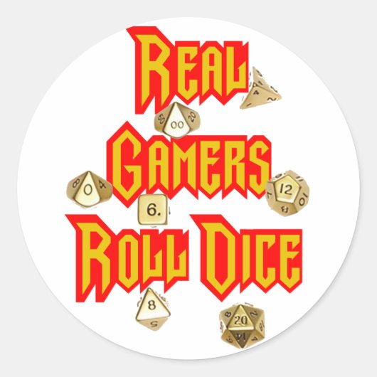 Real Gamers Roll Dice Runder Aufkleber (Vorderseite)
