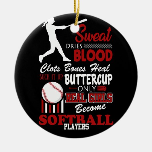 Real Girls werden Softball-Spieler-Geschenk Keramik Ornament (Vorne)