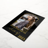 Real Gold Black Geometric Foto Abschluss Folieneinladung (Gedreht)