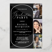 Real Gold Black Geometric Foto Abschluss Folieneinladung (Rückseite)