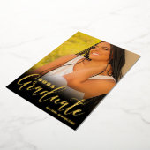 Real Gold Black Three Foto Graduation Party Folieneinladung (Gedreht)