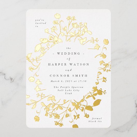 REAL Gold Circle Dried Wildflower Abundance Folieneinladung (Vorderseite)