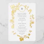 REAL Gold Circle Monogramm Oval Driven Wildblume Folieneinladung (Vorderseite)