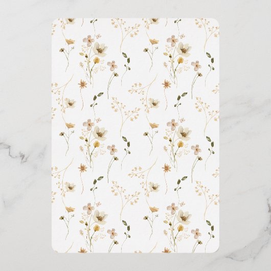 REAL Gold Circle Monogramm Oval Driven Wildblume Folieneinladung (Rückseite)